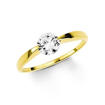 Fingerring AMOR "Schmuck Geschenk Solitär Ring LIEBE, Glitzerstein Gold 333" Gr. 58, gelb (gelbgold, 333, kristallweiß), Fingerringe, Damen, 58, Gelbgold 333, 2,4mm, mit Zirkonia (synth.) Image