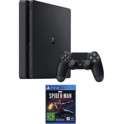 PLAYSTATION 4 Konsolen-Set "Slim" Spielekonsolen inkl. Spiderman Miles Morales schwarz Playstation
