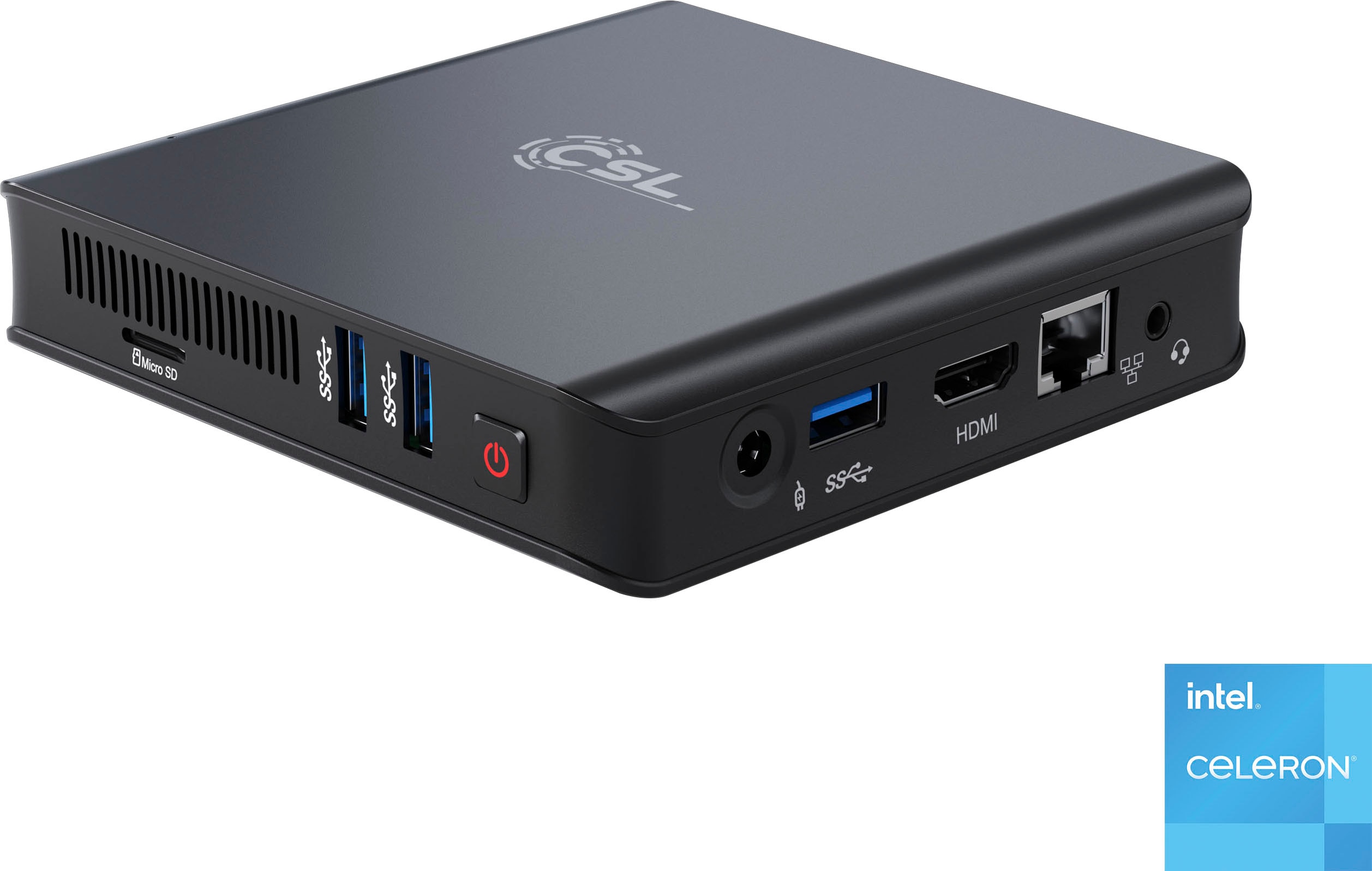 CSL Mini-PC "Narrow Box Ultra HD Compact v5", schwarz, Microsoft Windows 10 Pro (64 Bit), 4 GB RAM 1.000 GB SSD, Desktop-PCs Image