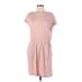 H&M Casual Dress - Shift: Pink Solid Dresses - Women's Size Medium