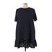 AX Paris Casual Dress - DropWaist High Neck Short sleeves: Blue Polka Dots Dresses - Women's Size 26