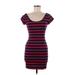 Charlotte Russe Casual Dress - Bodycon Scoop Neck Short sleeves: Red Print Dresses - Women's Size Medium
