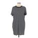 Cotton Emporium Casual Dress - Shift High Neck Short sleeves: Black Print Dresses - Women's Size Large