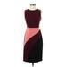 Ann Taylor Factory Casual Dress - Sheath Crew Neck Sleeveless: Burgundy Color Block Dresses - Women's Size 0