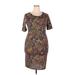 Lularoe Casual Dress - Bodycon Crew Neck Short sleeves: Brown Dresses - Women's Size 2X-Large