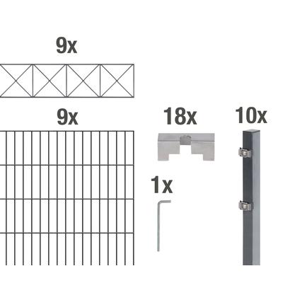 Doppelstabmattenzaun ALBERTS "Nexus", grau (anthrazit), H:140cm, Stahl, Zaunelemente, anthrazit, Höhe: 100-160cm, Gesamt