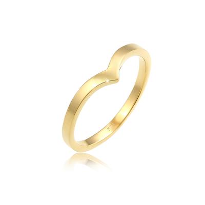 Fingerring ELLI PREMIUM "V-Form Stapelring Geo Look Modern 375 Gelbgold" Gr. 58, gold, Fingerringe, Damen, 58mm, ohne St