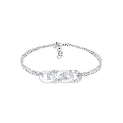 Armband ELLI "Infinity Liebe Kristalle 925 Silber", silber (silber, weiß), Armbänder, Damen, 16cm,mit Steinen, Silber 92