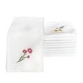 Alevel Cloth Napkins 20x20 Inch 12 Pack, Embroidered Table Napkins, 100% Cotton Soft Dinner Napkins, 220 GSM Thick Absorbent for Party & Wedding (White7)