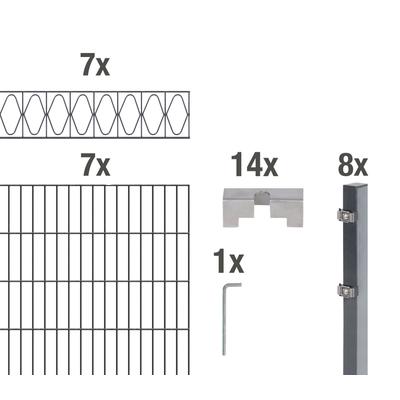 Doppelstabmattenzaun ALBERTS "Eleganz", grau (anthrazit), H:140cm, Stahl, Zaunelemente, anthrazit, Höhe: 100-160cm, Gesa