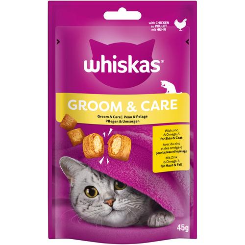 8x 45g Whiskas Snacks Groom & Care Katzensnacks
