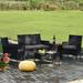 Winston Porter Bryken 8-piece Rattan Patio Conversation Set Cushioned Sofa w/ Coffee Table Red Synthetic Wicker/All - Weather Wicker/Wicker/Rattan | Wayfair