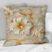 East Urban Home Royal Gold & White Floral Elegant Garden - Floral Printed Throw Pillow /Polyfill blend in White/Yellow | Wayfair