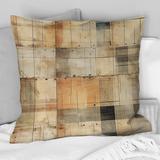 East Urban Home Beige Rustic Plaid Countryhouse Plank - Vintage Printed Throw Pillow Polyester/Polyfill blend | 18 H x 18 W x 5 D in | Wayfair