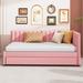 Hokku Designs Madelen Daybed w/ Trundle Upholstered/Linen in Pink | 30.3 H x 42.9 W x 79.1 D in | Wayfair 8954BED6222842CA9CDF60025DA69895