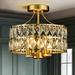 Willa Arlo™ Interiors Elonso 4 - Light Dimmable Crystal Drum Semi Flush Mount Metal/Crystal in Yellow | 11.81 H x 12.6 W x 12.6 D in | Wayfair