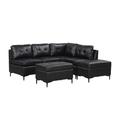 Black Reclining Sectional - Brayden Studio® Curtner 3 - Piece Upholstered Sectional Faux Leather/Leather | 33.18 H x 94.99 W x 72.55 D in | Wayfair