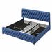 House of Hampton® Platform Bed Frame w/ Four Drawers Upholstered/Metal/Linen in Blue | 42.1 H x 84.6 W x 64.6 D in | Wayfair