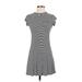 BDG Casual Dress - Mini High Neck Short sleeves: Gray Print Dresses - Women's Size Small