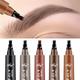 Waterproof 4 Point Liquid Eyebrow Pencil with 3D Long Lasting Eye Brow Brush - Natural Microblade Makeup Tools