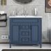 36" W x 18" D Single Sink Freestanding Bathroom Vanity in Blue with White Resin Basin Top