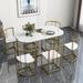 55'' Modern 7-Piece Kitchen Dining Table Set with Faux Marble for 6