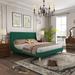 Stripe Edge Wrapping Wing Platform Frame Green King Wingback Bed