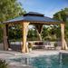 Outdoor Double Roof Permanent Hardtop Gazebo Pergola with Prime Netting and Curtains