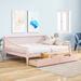 Space-saving Sofa Bed Full Size Wooden Daybed with Wheels and Support Legs - Retro Farmhouse Fence Design Bed Frame
