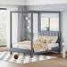 Queen Wingback Bed Frame - Gray Canvas-upholstered Canopy Platform Bed