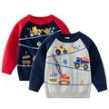 Godderr 1-7Y Boys Autumn Pullover Sweater for Toddler Baby Soft Crewneck Knitwear Cartoon Construction Vehicle Knit Sweater Jumper