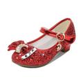 KYAIGUO Girl s Bow Princess Shoes Folwer Mary Jane Glitter Low Heel Shoes Wedding Party Dress Shoes (Toddler/Little/Big Kids)