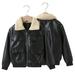 Esaierr Kids Boys Soft Leather Jackets Toddler Baby Long Sleeve Zipper Faux Leather Jacket Coat for 1-7Y