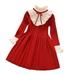 Baby Sweater S Kids Toddler Girls Solid Spring Winter Ruffled Long Sleeve Knit Princess Dress Clothes Top Sweatshitr Red 3 Years-4 Years