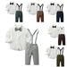 CSCHome Kids Toddler Boys 2Pcs Clothes Suits Outfits 1-12Y Baby Tuxedo 6-24 Months Toddler Dress Shirt with Bowtie + Suspender Pants Outfit Sets Gentleman Wedding