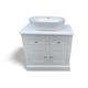 Cathedral single vanity unit with soft closing doors, countertop and sit-on basin