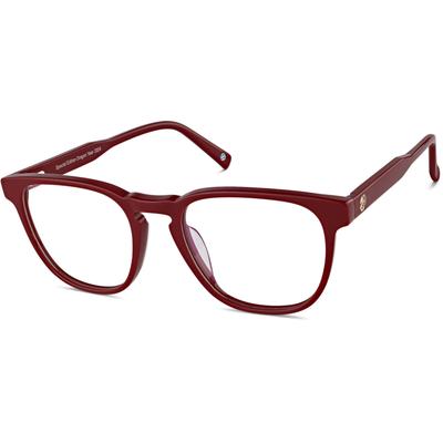 Zenni Men's Square Glasses Red Plastic Full Rim Frame