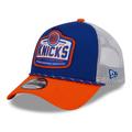 Men's New Era Blue/Orange York Knicks A-Frame 9FORTY Trucker Hat