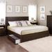 Modern Wood King 4-Post Platform Bed with 2 Drawers in Espresso