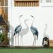 Outsunny Crane Garden Statues, 28.5"-29" Standing Bird Sculptures Metal Yard Art Decor