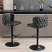 Set of 2 Modern Leather Upholstered Swivel Adjustable Height Tufted Bar Stools with Back