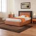 Orange+Dark Brown Two Color Queen Size Upholstered Platform Bed Frame with 4 Drawers