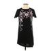 Xhilaration Casual Dress - Shift: Black Floral Motif Dresses - Women's Size X-Small