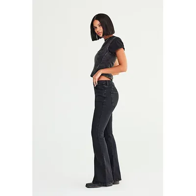CRVY Infinite Stretch Pull-On Flare Jeans by We The Free at Free People in Skyfall, Size: M Short