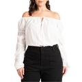 Plus Size Women's Off The Shoulder Detail Blouse by ELOQUII in Pearl (Size 16)