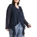 Plus Size Women's Ruffle Trim Blouse by ELOQUII in Rich Navy (Size 26)
