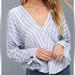 Free People Tops | Free People Morning Striped Dolman Sleeve Top Women’s Size S Rayon Gauze Blue | Color: Blue/White | Size: S