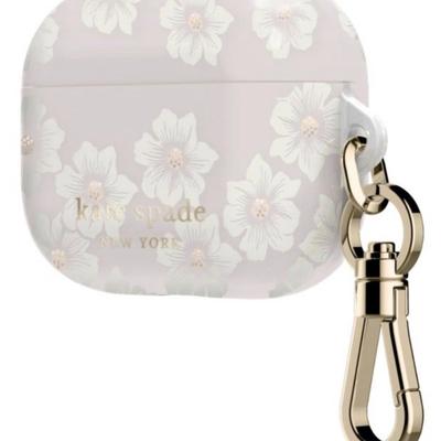 Kate Spade Headphones | Kate Spade Apple Airpods/Pro. Case In Hollyhock Pink/White Flowers Nib | Color: Cream/Pink/White | Size: Os