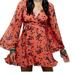 Free People Dresses | Free People Woman's Orange Floral Dress Size Xs | Color: Blue/Red | Size: Xs