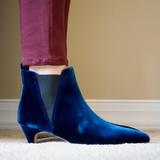 J. Crew Shoes | J.Crew Kitten-Heel Women's Chelsea Boots/Booties Shoes Navy Velvet Size 10 | Color: Blue | Size: 10